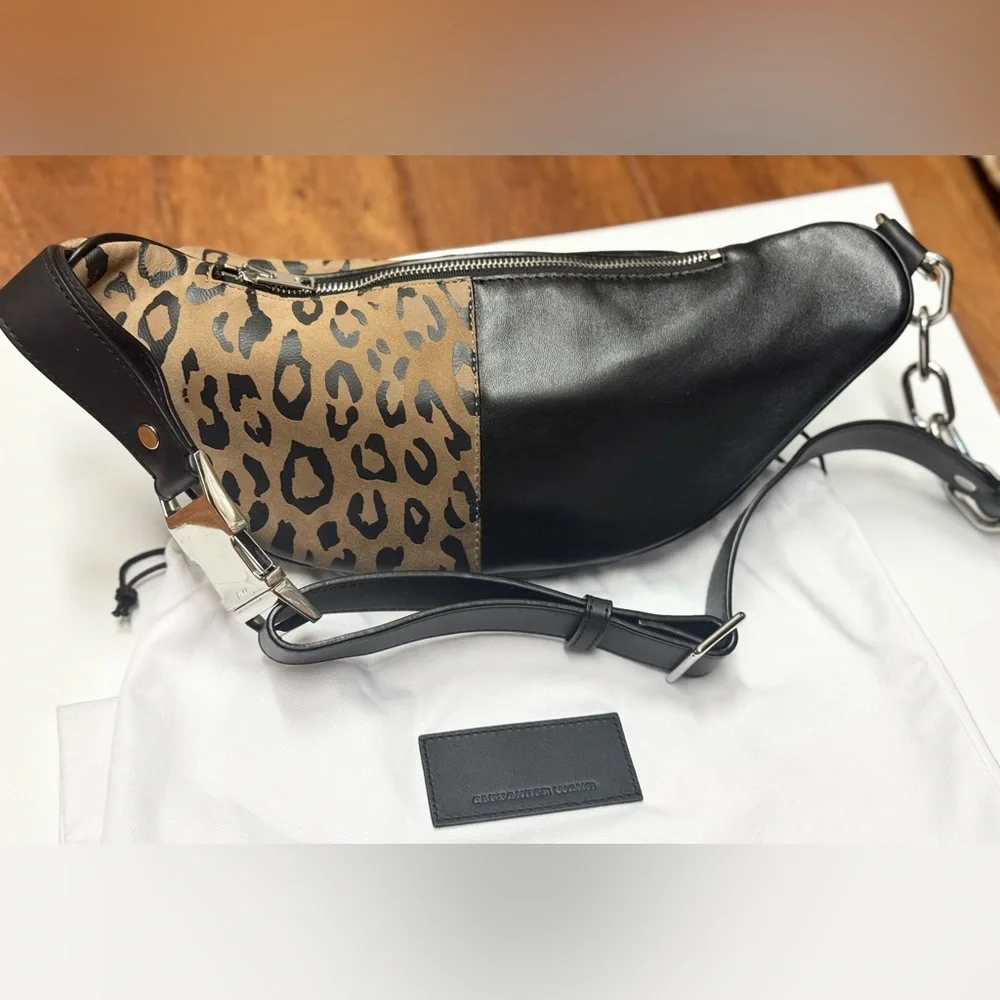 Alexander Wang Lambskin Suede Leopard Attica Belt Bag Black - Picture 6 of 10